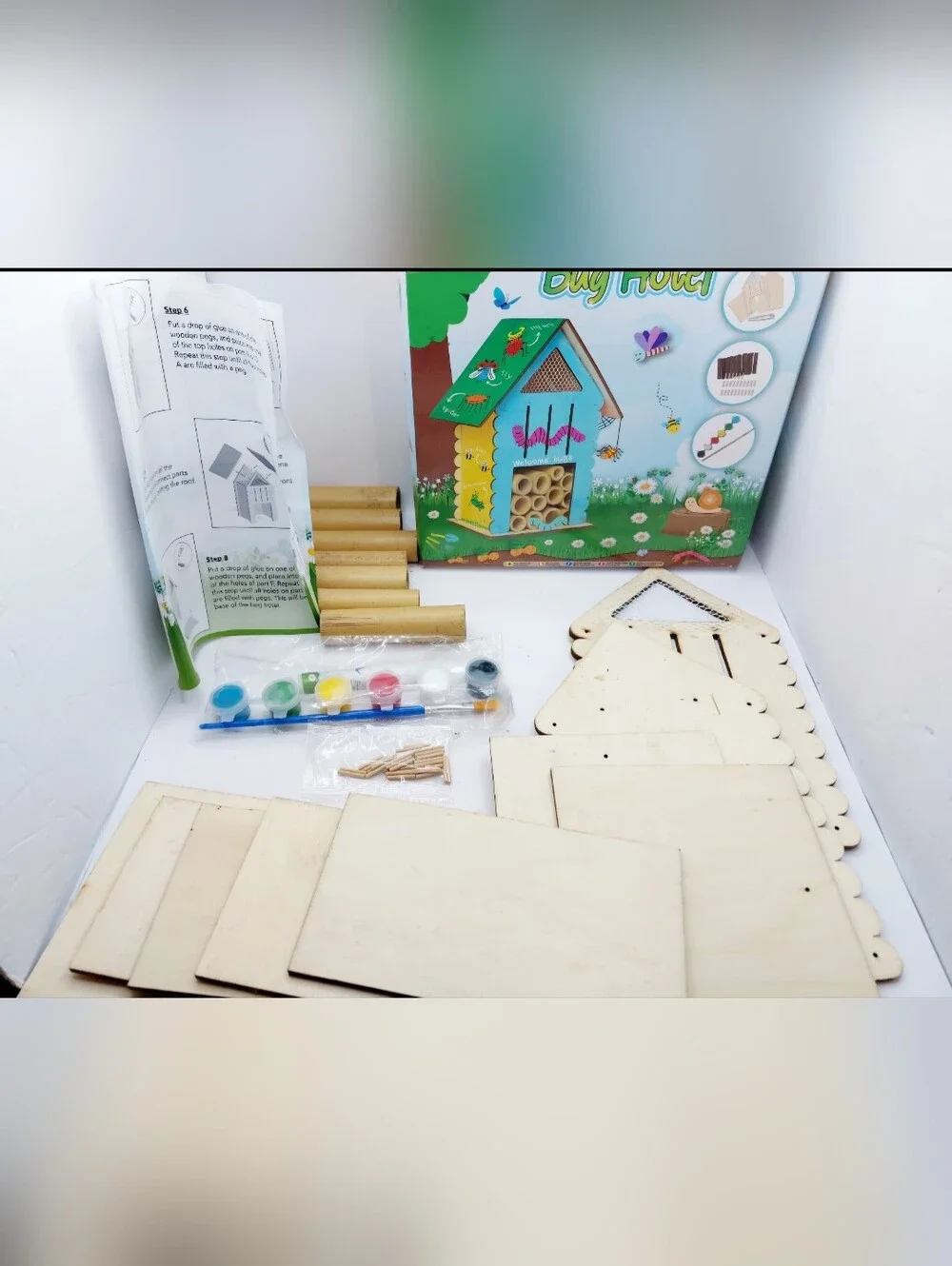 Grafix Paint Your Own Garden Bug Hotel Wooden Craft Kit Kids DIY Open Box Comple